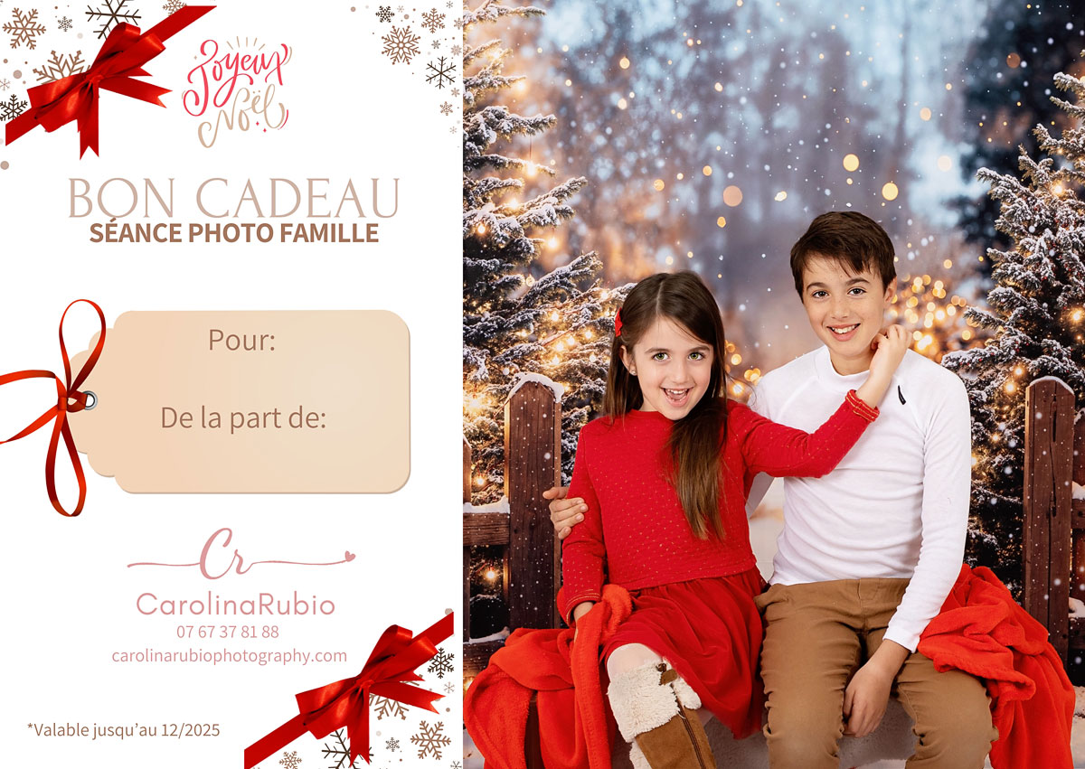 Bon cadeau pour seance photo, le cadeau parfait pour noël, par Carolina Rubio Photography